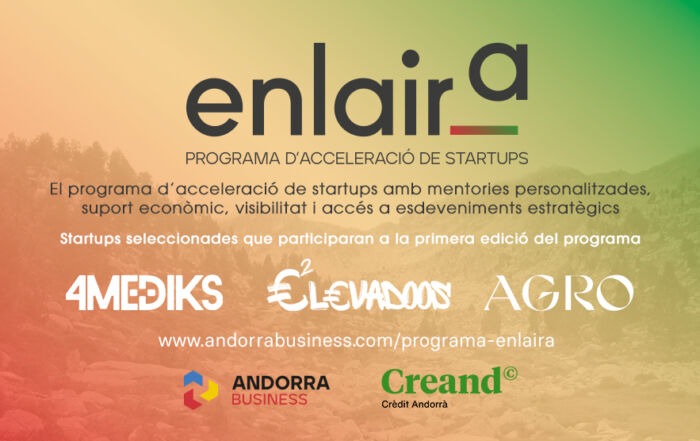 Tres startups seleccionades per al programa Enlaira de Creand i Andorra Business
